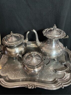 Ascot Sheffield Reproduction Community Teapots and Sugar Bowl Silver Plated